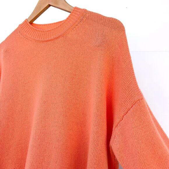 Jil Sander Drop Tail Long Oversized Sweater Small Pink Peach Jumper Crewneck - Picture 9 of 9